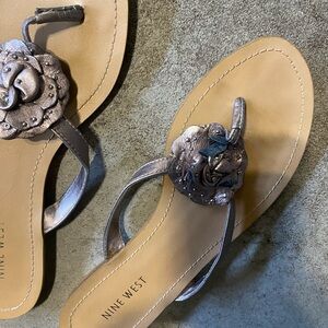 Nine West Metallic Floral Sandals